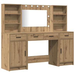 vidaXL Dressing Table Set with Shelf 3 pcs Artisan Oak Engineered Wood