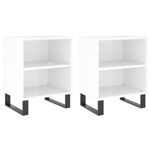 vidaXL Bedside Cabinets 2 pcs High Gloss White 40x30x50 cm Engineered Wood
