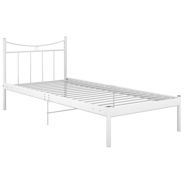 vidaXL Bed Frame without Mattress White Metal 90x200 cm