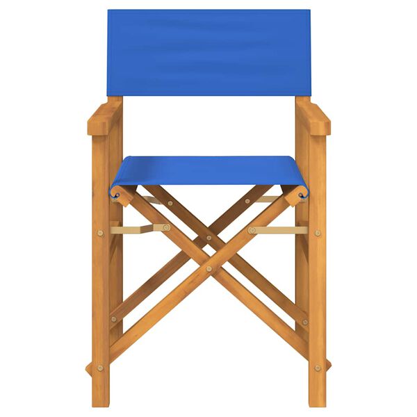 vidaXL Folding Director's Chairs 2 pcs Blue Solid Wood Teak