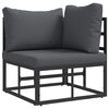 vidaXL Outdoor Furniture with Cushion with Pillow Black Aluminium