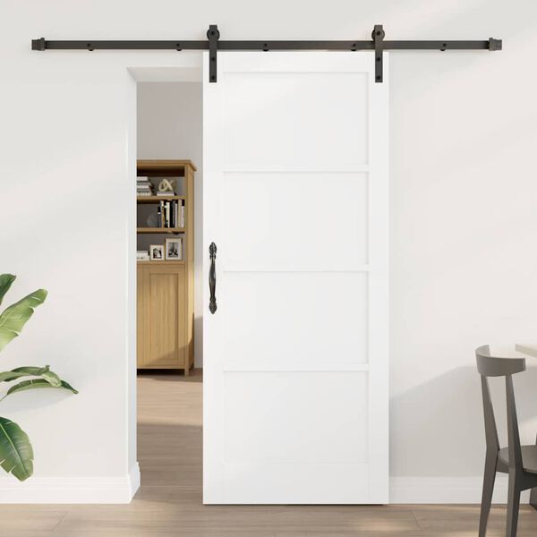 vidaXL Sliding Door White 83 x 202 cm Solid Pine Wood