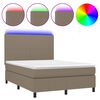 vidaXL Box Spring Bed with Mattress&LED Taupe 140x190 cm Fabric