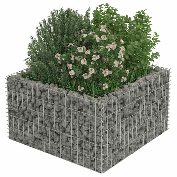 vidaXL Gabion Raised Bed Galvanised Steel 90x90x50 cm