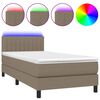 vidaXL Box Spring Bed with Mattress&LED Taupe 90x190cm Fabric