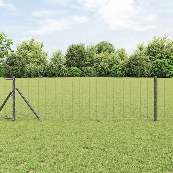 vidaXL Euro Fence Grey 0.8 x 25 m PVC-coated iron
