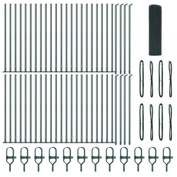 vidaXL Fence Post Green 100 x 0.4 m (19 x 19 mm mesh) Steel and PVC