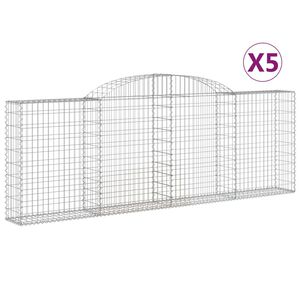 vidaXL Arched Gabion Baskets 5 pcs 300x30x100/120 cm Galvanised Iron