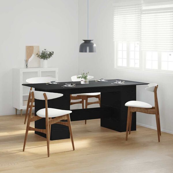 vidaXL Dining Table Black Oak 180x90x76 cm Engineered Wood