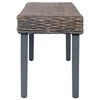 vidaXL Bench 110 cm Grey Natural Kubu Rattan and Solid Mahogany Wood