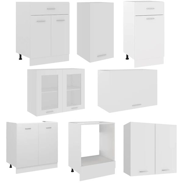 vidaXL 8 Piece Kitchen Cabinet Set Lyon White Engineered Wood