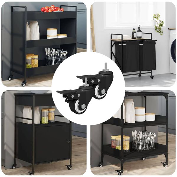 vidaXL Casters 2 pcs Black M6 x 37 mm Iron and Nylon