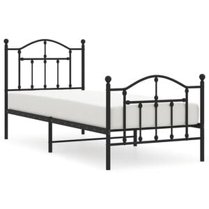 vidaXL Metal Bed Frame without Mattress with Footboard Black 80x200cm
