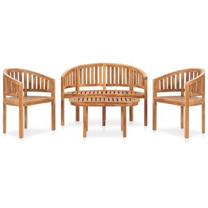 vidaXL 4 Piece Banana Garden Lounge Set Solid Teak Wood
