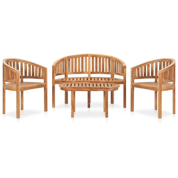 vidaXL 4 Piece Banana Garden Lounge Set Solid Teak Wood
