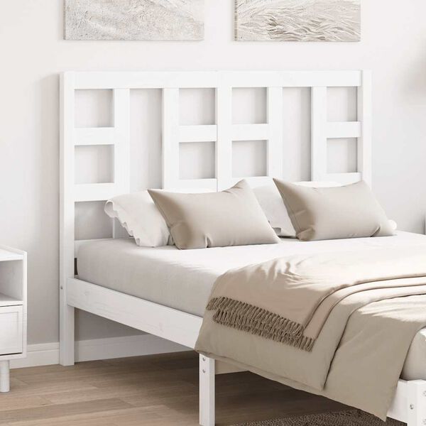 vidaXL Bed Headboard White 126x4x100 cm Solid Wood Pine