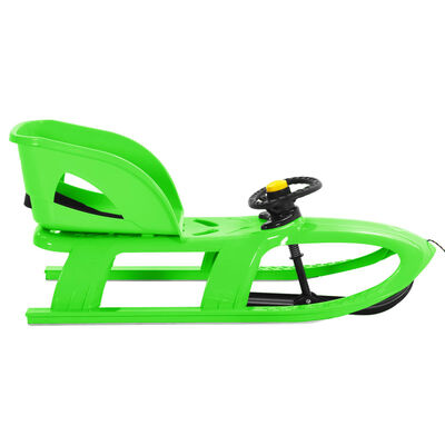 vidaXL Sledge with Seat and Wheel Green 102.5x40x23cm Polypropylene