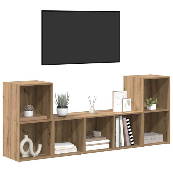 vidaXL TV Cabinet Set Wall-mounted 3 pcs Brown Engineered Wood