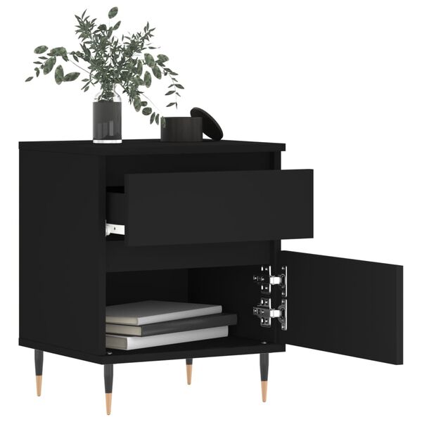 vidaXL Bedside Cabinet Black 40x35x50 cm Engineered Wood