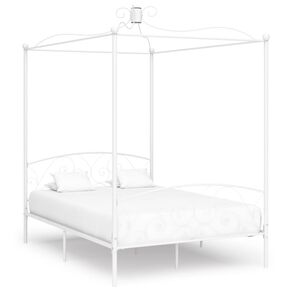 vidaXL Bed Frame without Mattress with Canopy White 140x200 cm Metal