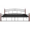 vidaXL Bed Frame without Mattress Black Metal&Solid Oak Wood 200x200 cm