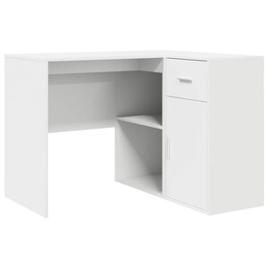 vidaXL Corner Desk with Drawer with Shelf White 102 x 88 x 75 cm