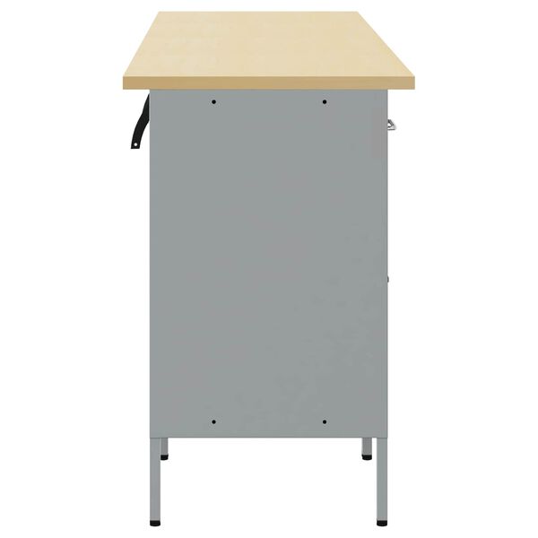vidaXL Work Cabinet with Drawer 4 pcs Black and Grey 200 x 55 x 85 cm
