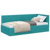 vidaXL Corner Bed Frame with Headboard Turquoise 90 cm x 190 cm Velvet