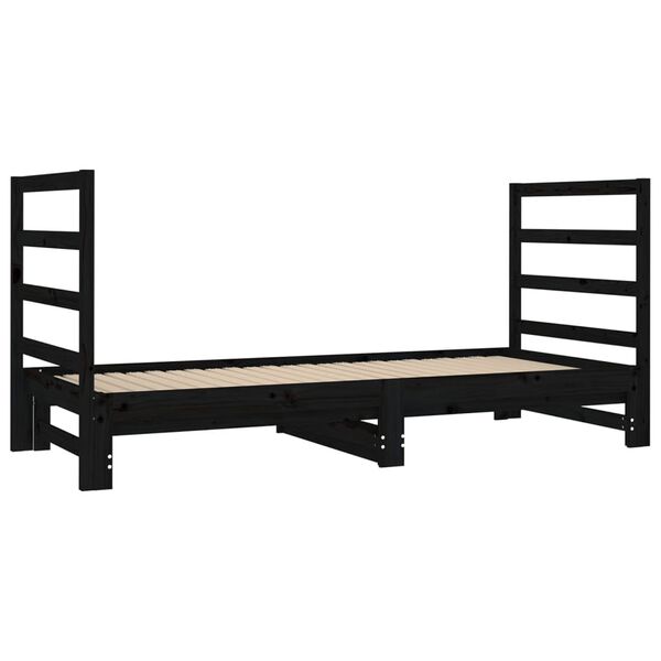 vidaXL Pull-out Day Bed without Mattress Black 2x(90x190) cm