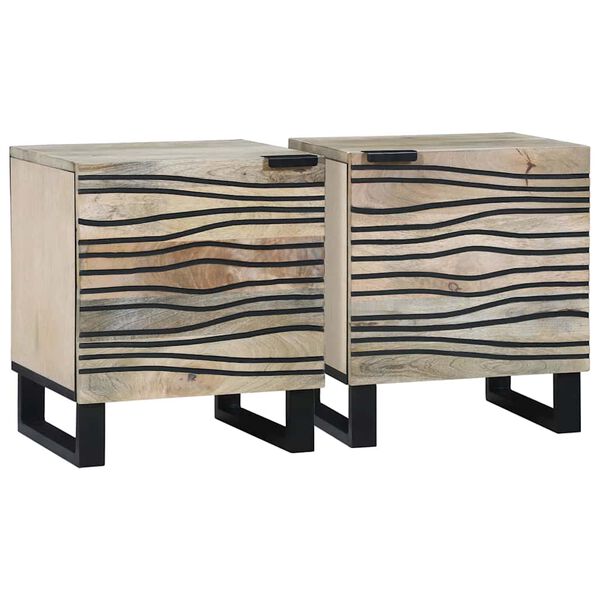 vidaXL Bedside Cabinet 2 pcs White and Black 40 x 33 x 46 cm
