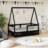 vidaXL Kids Bed Frame with Drawers Black 70x140 cm Solid Wood Pine