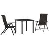 vidaXL Garden Dining Set 3 pcs Black coffee Poly rattan