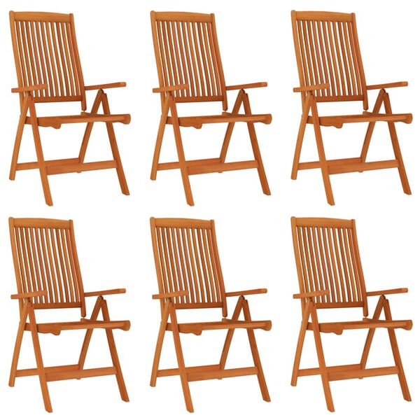 vidaXL Folding Garden Chairs 6 pcs Solid Wood Eucalyptus