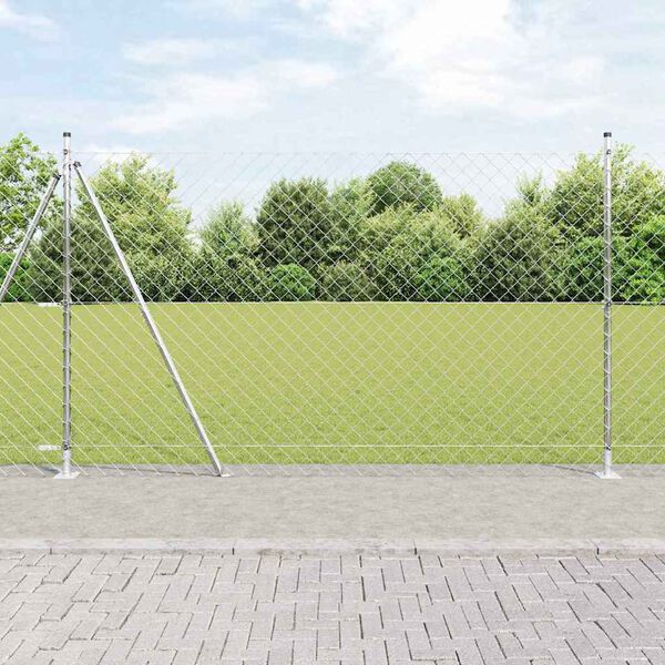 vidaXL Fence Post Silver 10 x 1.4 m (60 x 60 mm mesh) Steel