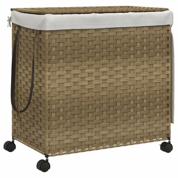 vidaXL Laundry Basket with Wheels 60x35x60.5 cm Rattan