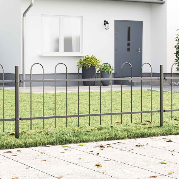 vidaXL Garden Fence Grey 3.4 x 0.6 m Powder-coated steel