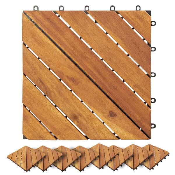 vidaXL Decking Tile 10 pcs Brown 30 x 30 cm Acacia Hardwood