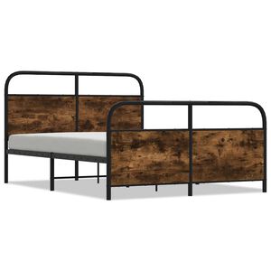 vidaXL Bed Frame Without Mattress 120x190 cm Small Double Smoked Oak Engineered Wood