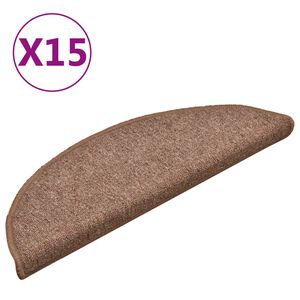 vidaXL Carpet Stair Treads 15 pcs Brown 56x17x3 cm