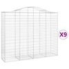 vidaXL Arched Gabion Baskets 9 pcs 200x50x160/180 cm Galvanised Iron