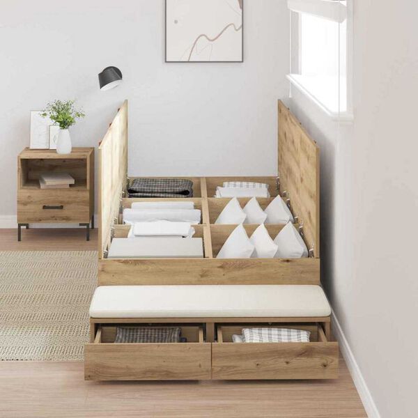 vidaXL Storage Bed Frame with Drawer Artisan oak 236.5 x 90 x 31.5 cm