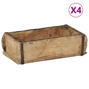 vidaXL Tray with Storage 4 pcs Brown 30 x 15 x 9 cm Solid Reclaim Wood