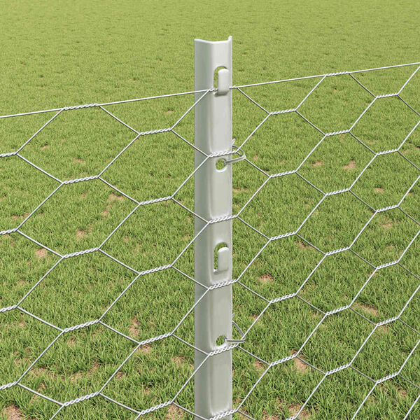 vidaXL Fence with Post Silver 1.2 x 25 m Steel