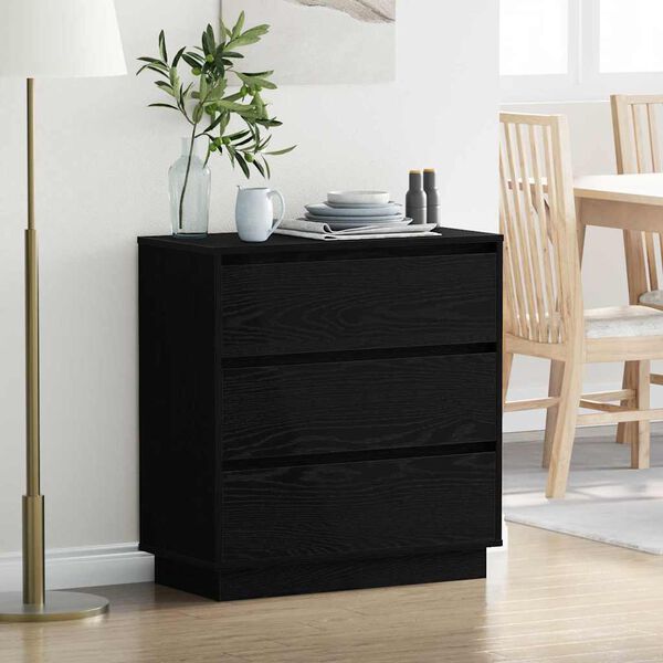 vidaXL Bedside Cabinet with Black 71 x 34.5 x 75 cm Engineered wood