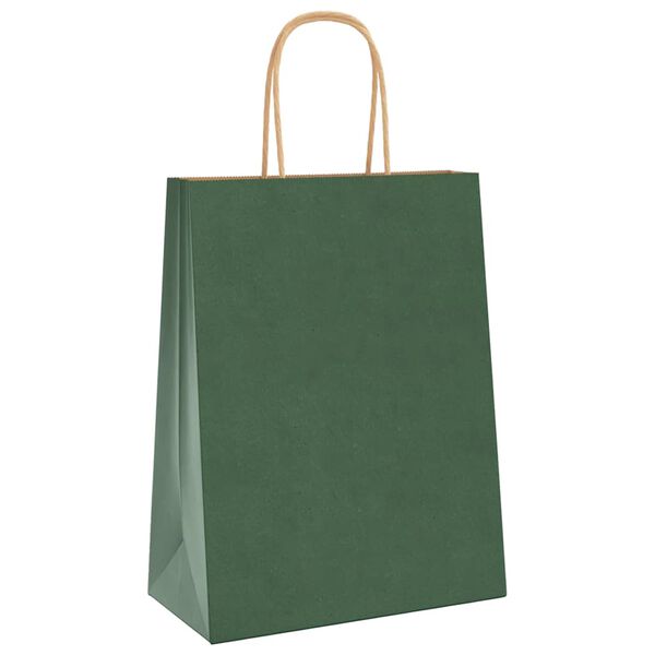 vidaXL Paper Bags 50 pcs with Handles Green 21x11x28 cm