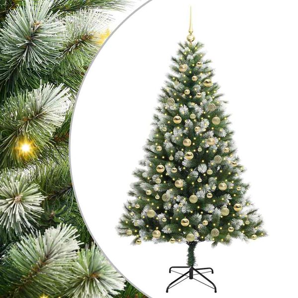 vidaXL Artificial Hinged Christmas Tree with Flocked Snow 180 cm