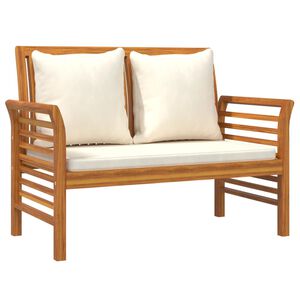 vidaXL Sofa Bench | Cream white | Solid acacia wood, 100% polyester | 2-seater