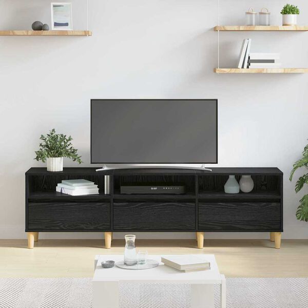 vidaXL TV Cabinet Black Oak 150 x 30 x 45 cm Engineered Wood