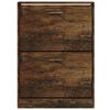 vidaXL Shoe Cabinet Smoked Oak 59x17x81 cm Engineered Wood