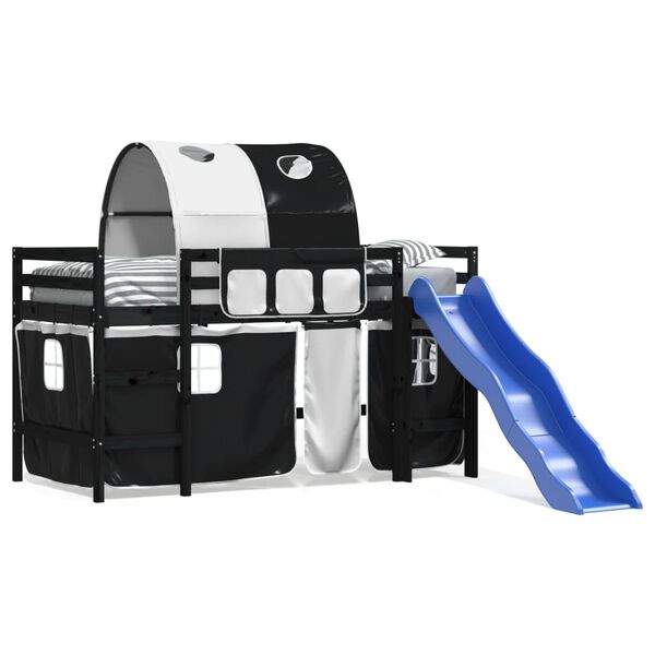 vidaXL Kids' Loft Bed with Tunnel without Mattress White&Black 90x190cm